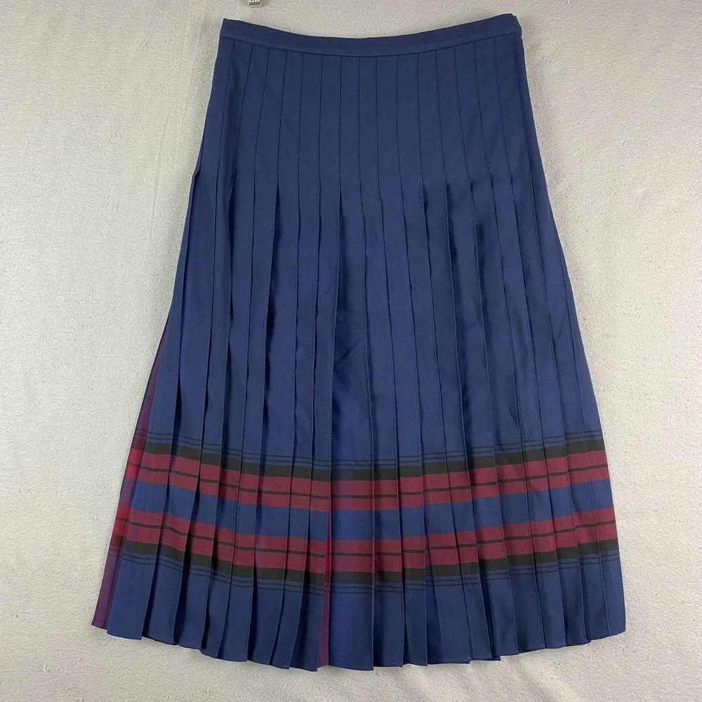 Brooks Brothers Womens Skirt Size 8 Contrast plaid Pleated Midi zip